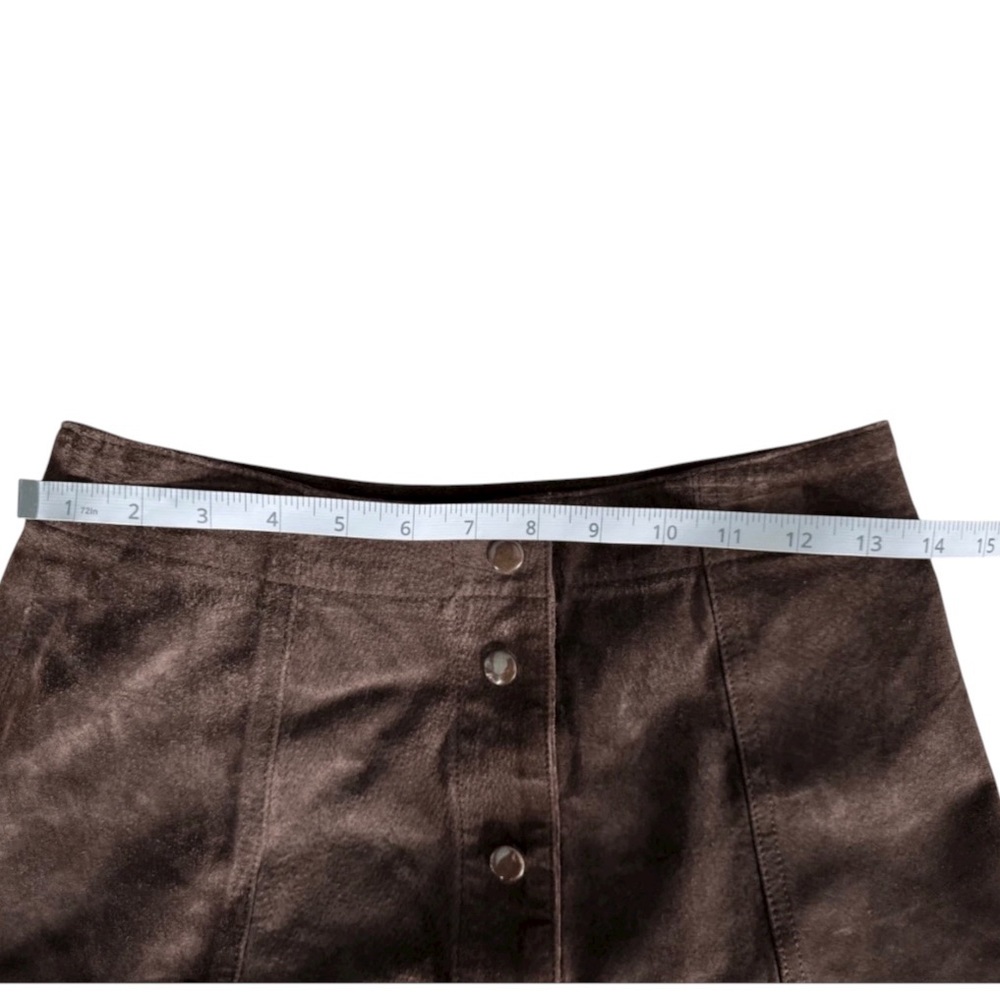 Vtg Wet Seal 100% Leather Suede Chocolate Brown Mini Skirt Y2K‎ Sz 3/25 Small - Picture 5 of 10